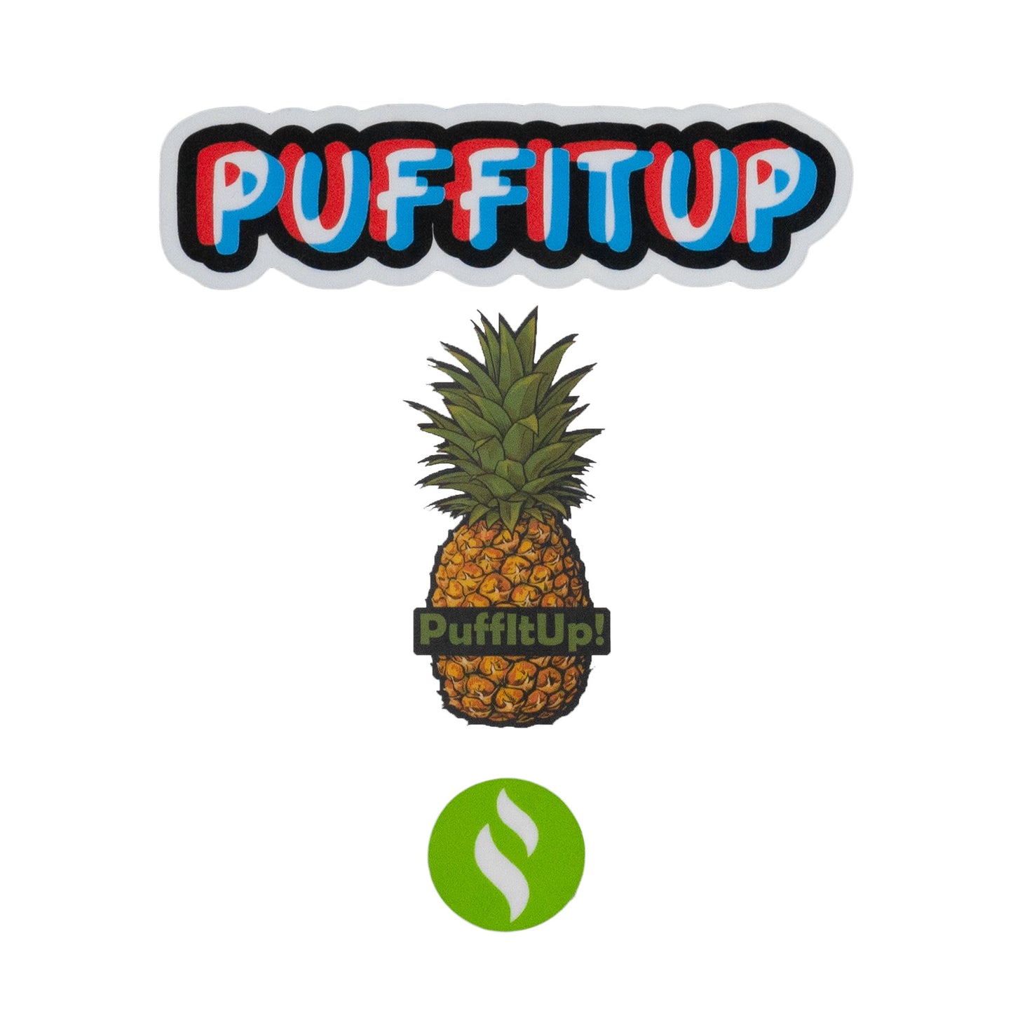 PuffItUp Stickers Everything Else PUFFITUP Drunk text, Pineapple, Small Green PIU! 