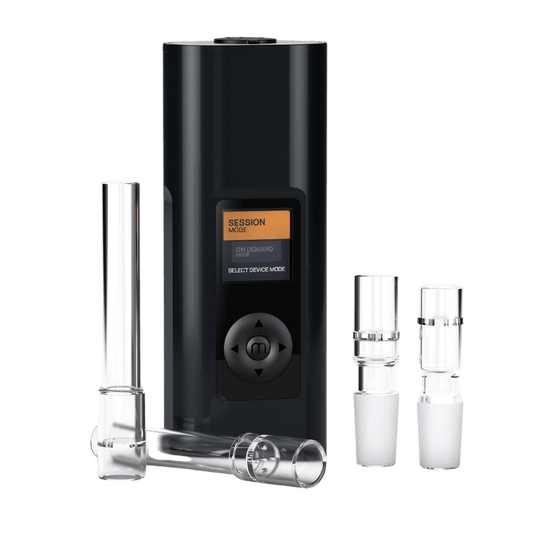 Arizer Solo 3 portable vaporizer session mode and included mouthpieces